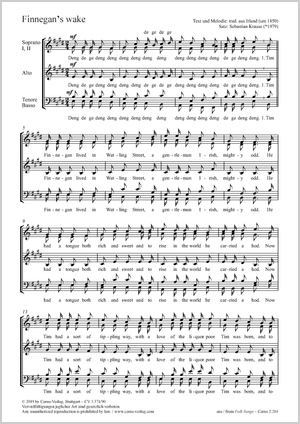 Sebastian Krause (arr.): Finnegan’s wake - Noten | Carus-Verlag