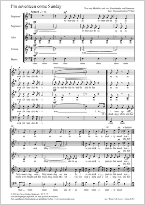 I’m seventeen come Sunday Partitur, Einzelausgabe aus Chorbuch