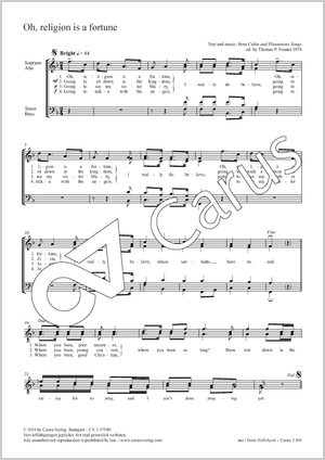 Thumbnail: Thomas P. Fenner (arr.): Oh, religion is a fortune