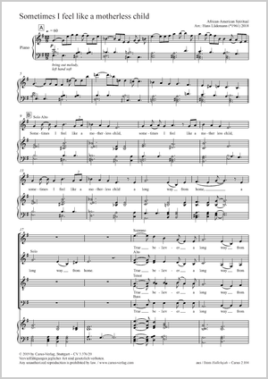 Sometimes I feel like a motherless child Partitur, Einzelausgabe aus Chorbuch