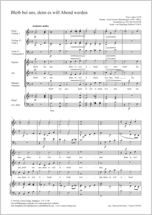 Bleib bei uns, denn es will Abend werden Partitur, Einzelausgabe aus Chorbuch