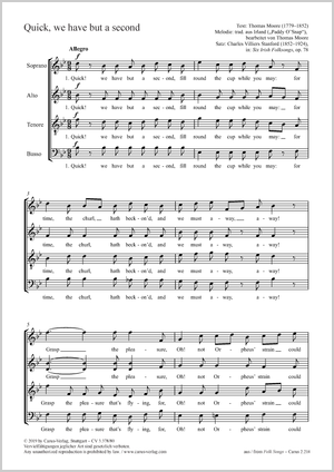 Thomas Moore (arr.) / Charles Villiers Stanford (arr.): Quick, we have but a second - Noten | Carus-Verlag
