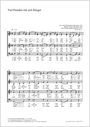 Viel Freuden mit sich bringet Partitur, Einzelausgabe aus Chorbuch