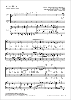 Giacomo Mezzalira Herbei O Ihr Glaub 039 Gen Adeste Fideles Full Score In Dieser Ausgabe In This Edition Coro Sa M Pfte Separate Edition With Choral Collection Carus Verlag