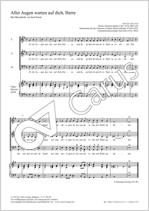 Heinrich Schütz / Gunther Martin Göttsche (arr.): Aller Augen warten auf dich, Herre - Noten | Carus-Verlag