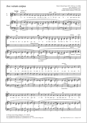 Ave verum corpus Partitur, Einzelausgabe aus Chorbuch