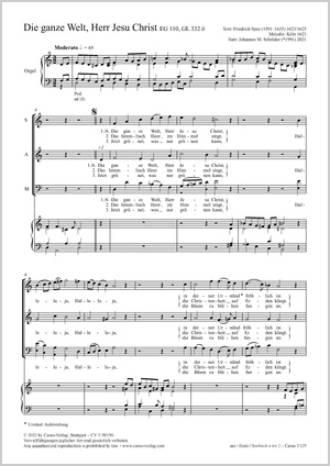 Die ganze Welt, Herr Jesu Christ Score, separate edition from a choral collection