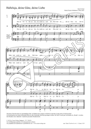 Halleluja, deine Güte, deine Liebe Score, separate edition from a choral collection