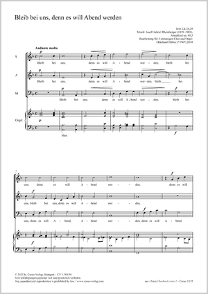 Bleib bei uns, denn es will Abend werden Partitur, In dieser Edition / In this edition: Coro SAM, Org