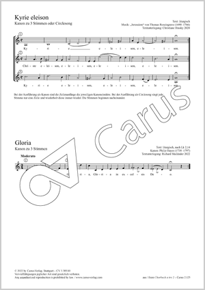 Kyrie eleison / Gloria Kanon Score, separate edition from a choral collection