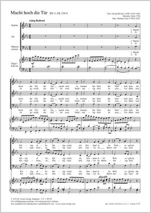 Macht hoch die Tür Partition, édition séparée avec recueil de musique chorale