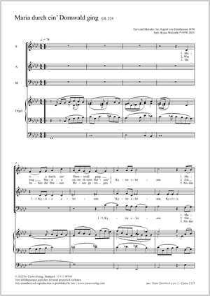 August von Haxthausen / Klaus Wallrath (arr.): Maria durch ein' Dornwald ging - Noten | Carus-Verlag