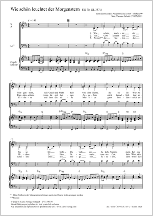 Wie schön leuchtet der Morgenstern Score, separate edition from a choral collection
