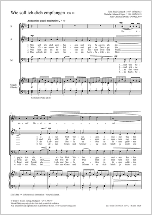 Wie soll ich dich empfangen Partitur, Einzelausgabe aus Chorbuch