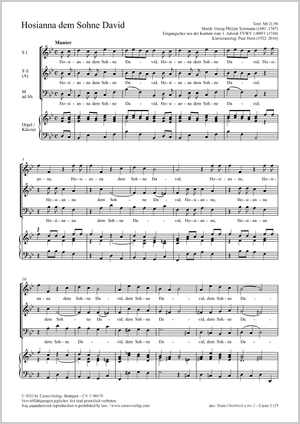 Georg Philipp Telemann: Hosianna dem Sohne David - Noten | Carus-Verlag