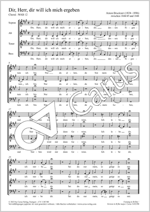 Dir, Herr, dir will ich mich ergeben Choral Partition, édition séparée avec recueil de musique chorale
