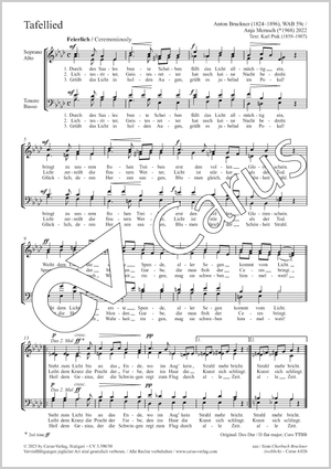 Anton Bruckner / Anja Merusch (arr.): Tafellied - Noten | Carus-Verlag