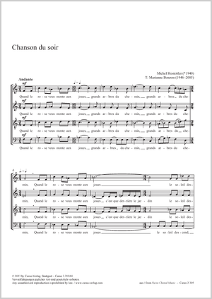 Michel Hostettler: Chanson du soir - Noten | Carus-Verlag