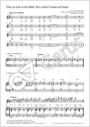 Ludwig Ernst Gebhardi / Bobbi Fischer (arr.) / Bobbi Fischer (arr.): Ehre sei Gott in der Höhe - Noten | Carus-Verlag