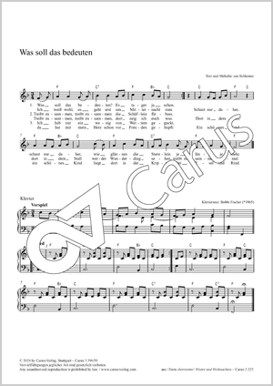 Bobbi Fischer (arr.) / Bobbi Fischer (arr.): Was soll das bedeuten - Noten | Carus-Verlag