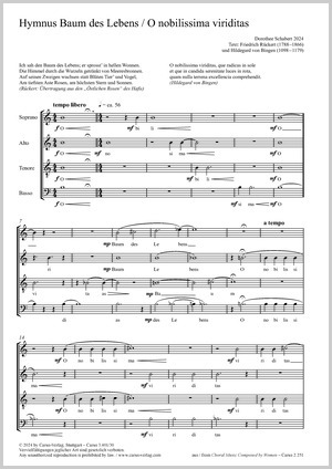 Hymnus Baum des Lebens / O nobilissima viriditas Score, separate edition from a choral collection