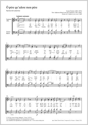 Louise Farrenc: O père qu'adore mon père (Hymne de Lamartine) - Noten | Carus-Verlag
