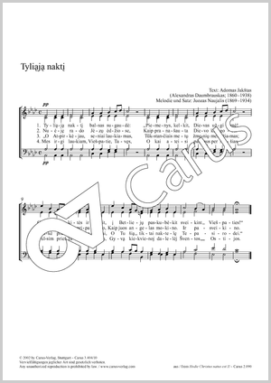 Tyliaja nakti Partitur, Einzelausgabe aus Chorbuch