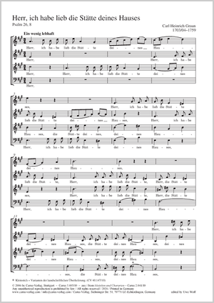 Herr, ich habe lieb die Stätte deines Hauses Score