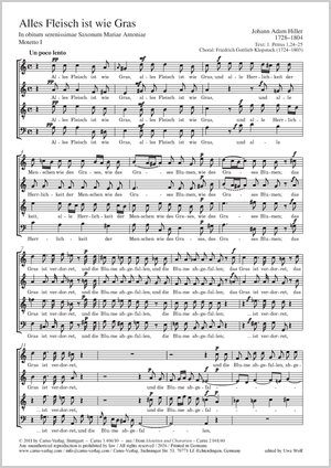 Alles Fleisch ist wie Gras In obitum serenissimae Saxonum Mariae Antoniae Score, separate edition from collection