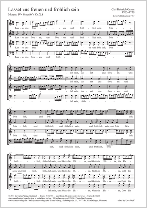 Lasst uns freuen und fröhlich sein Score, separate edition from collection