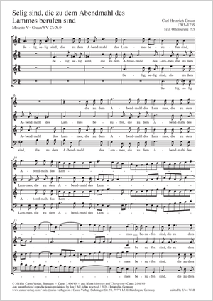 Selig sind, die zu dem Abendmahl des Lammes berufen sind Score, separate edition from collection