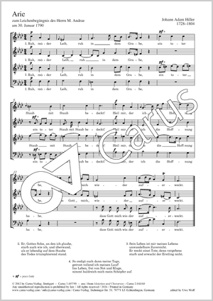 Thumbnail: Johann Adam Hiller: Ruh, müder Leib. Chorarie zum Leichenbegräbnis des Herrn M. Andrae