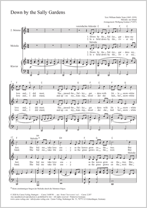 Down by the Sally Gardens Partitur, Einzelausgabe aus Chorbuch