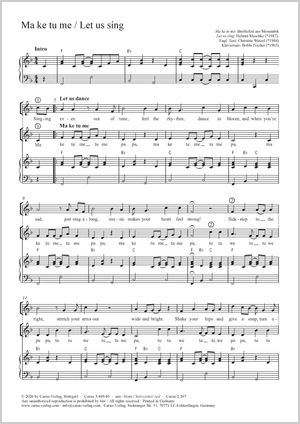 Ma ke tu / Let us sing Quodlibet Partition, édition séparée avec recueil de musique chorale