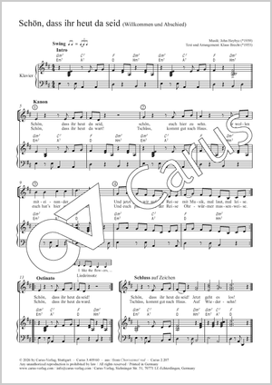 Schön, dass ihr heute da seid (Willkommen und Abschied) Partitur, Einzelausgabe aus Chorbuch