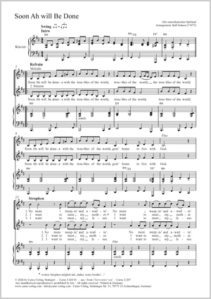 Soon Ah will Be Done Score, separate edition from a choral collection