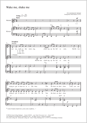 Wake me, shake me Score, separate edition from a choral collection