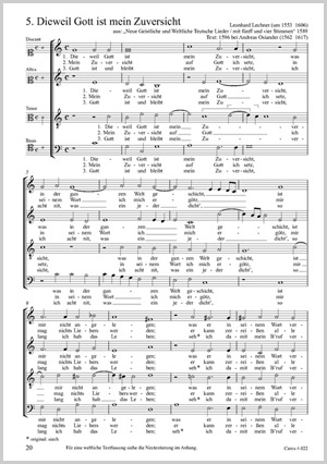 Dieweil Gott ist mein Zuversicht (mit Neutextierung) Score