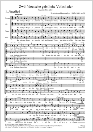 Zwölf deutsche geistliche Volkslieder Score
