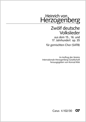 Zwölf deutsche Volkslieder aus dem 15., 16. und 17. Jahrhundert Score