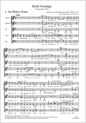 Sechs Gesänge Score