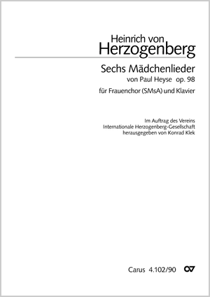 Sechs Mädchenlieder von Paul Heyse Score