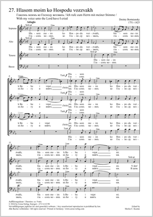 Hlasom moim ko Hospodu vozzvakh (With my voice unto the Lord have I cried) Partition, édition séparée avec recueil de musique chorale