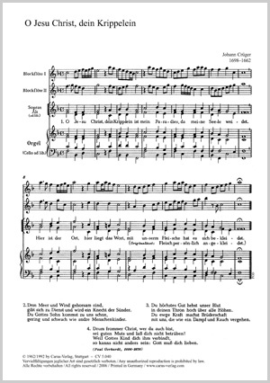 Johann Crüger: O Jesu Christ, dein Kripplein - Noten | Carus-Verlag