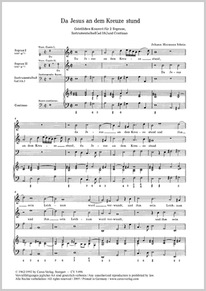 Da Jesus an dem Kreuze stund aus: Opella Nova (1618), Teil 1 Partitur