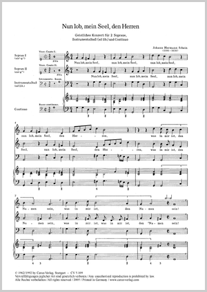 Nun lob, mein Seel den Herren aus: Opella Nova (1618), Teil 1 Partitur