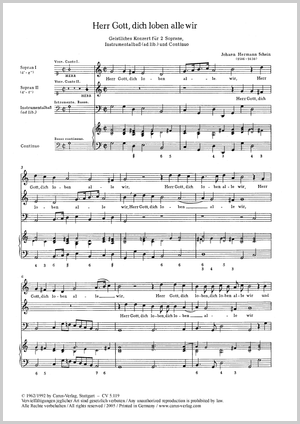 Herr Gott, dich loben alle wir aus: Opella Nova (1618), Teil 1 Partitur