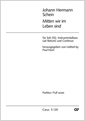 Mitten wir im Leben sind aus: Opella Nova (1618), Teil 1 Partitur