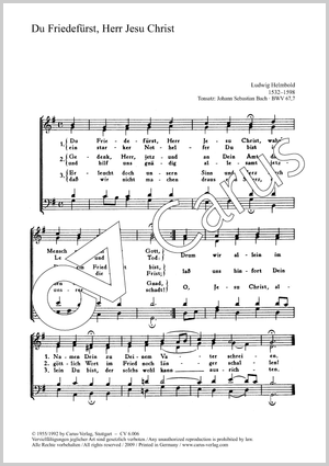 Bach / Gesius: Du Friedefürst - Noten | Carus-Verlag