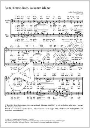 Bach / Gumpelzhaimer: Weihnachtschoräle Partitur